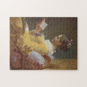 ヴィンテージアートパズルのA Young 読 Girl's ジグソーパズル (横)