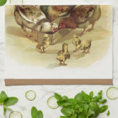 ヴィンテージアートファームチキン キッチンタオル (折り畳み)