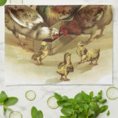 ヴィンテージアートファームチキン キッチンタオル (折り畳み)