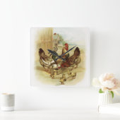 ヴィンテージアートファームチキン スクエア壁時計 (ホーム)