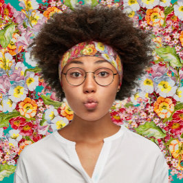 ヴィンテージアートフローラルパターン春の花ズプリムローズ アスレチックヘッドバンド