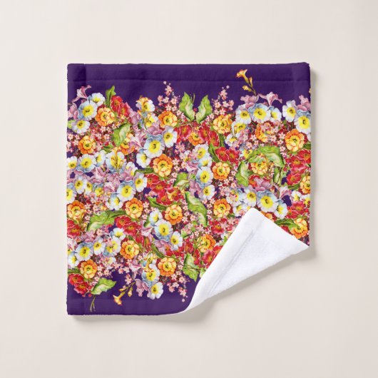 ヴィンテージアートフローラルパターン春の花ズプリムローズ ウォッシュタオル (ウォッシュタオル)