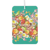 ヴィンテージアートフローラルパターン春の花ズプリムローズ カーエアーフレッシュナー (正面)