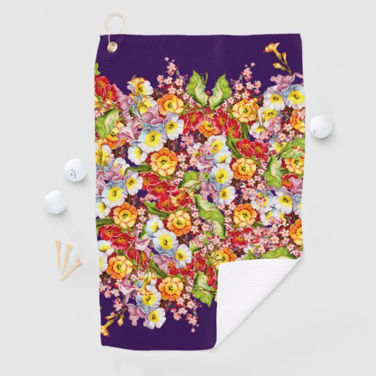 ヴィンテージアートフローラルパターン春の花ズプリムローズ ゴルフタオル (インサイチュ)