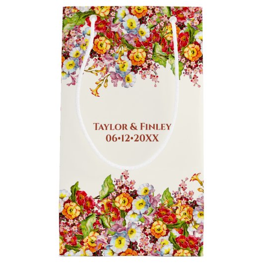 ヴィンテージアートフローラルパターン春の花ズプリムローズ スモールペーパーバッグ (正面)