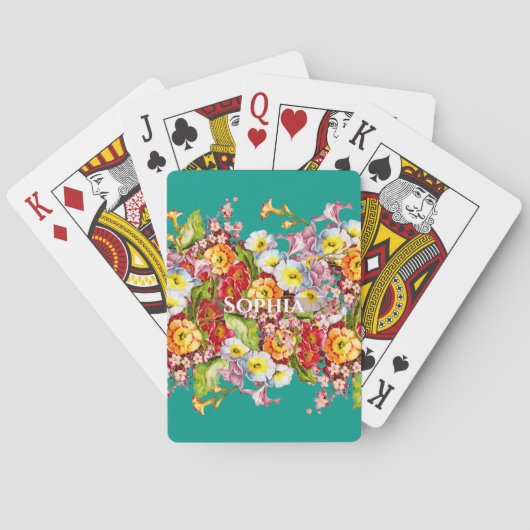 ヴィンテージアートフローラルパターン春の花ズプリムローズ トランプ (裏面)