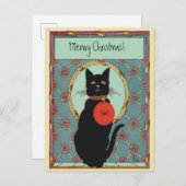 ヴィンテージアートブラックキャット「マイクリスマス」 シーズンポストカード (正面/裏面)