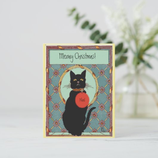 ヴィンテージアートブラックキャット「マイクリスマス」 シーズンポストカード (スタンド正面)