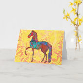ヴィンテージアートプカラフルラン馬アートカード カード (黄色い花)