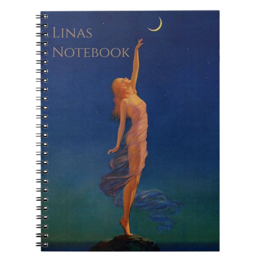 ヴィンテージアートプリント「月を目指すレトロ」 ノートブック (正面)