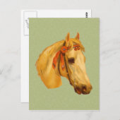 ヴィンテージアートホースヘッドスケッチ葉書 ポストカード (正面/裏面)
