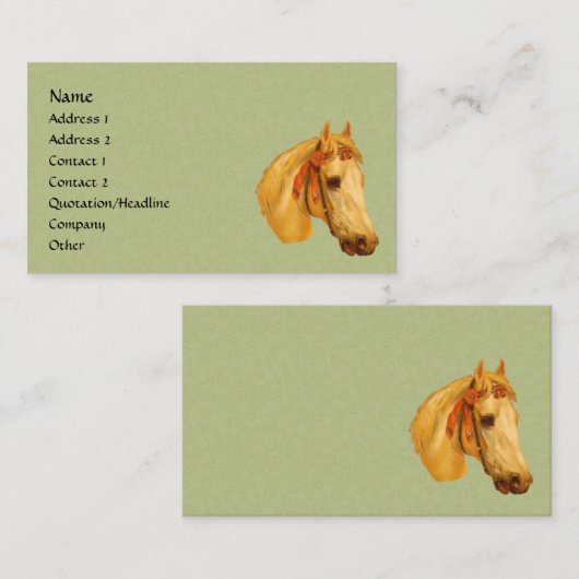 ヴィンテージアートホースヘッド動物名刺 名刺 (正面/裏面)