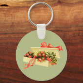 ヴィンテージアートボックスのバラフローラキーチェーン キーホルダー (正面)