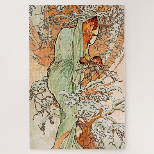 ヴィンテージアートポスターウィンターバイアルフォンスミュシャ ジグソーパズル (縦)