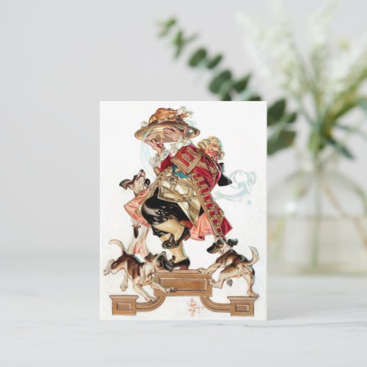 ヴィンテージアートユーモアのある感謝祭はがき ポストカード (スタンド正面)