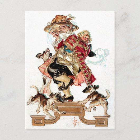 ヴィンテージアートユーモアのある感謝祭はがき ポストカード (正面)