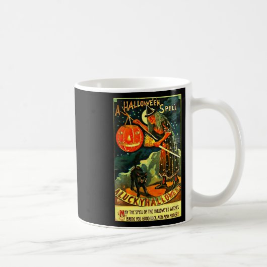 ヴィンテージアートレトロハロウィーンウィッチ コーヒーマグカップ (右)