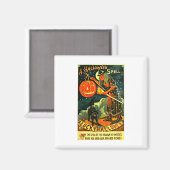 ヴィンテージアートレトロハロウィーンウィッチ マグネット (正面/裏面)