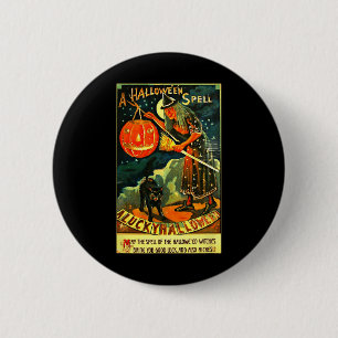 ヴィンテージアートレトロハロウィーンウィッチ 缶バッジ