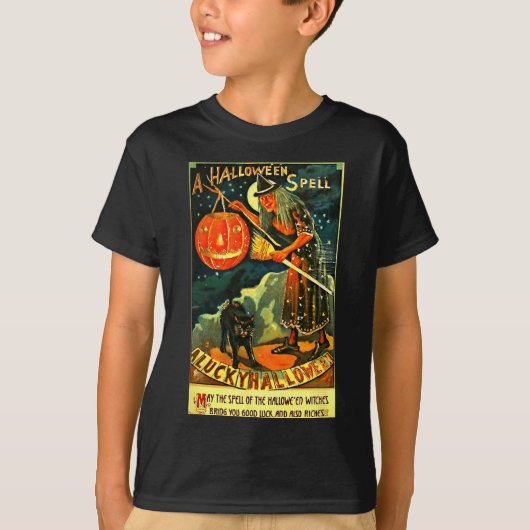 ヴィンテージアートレトロハロウィーンウィッチ Tシャツ (正面)