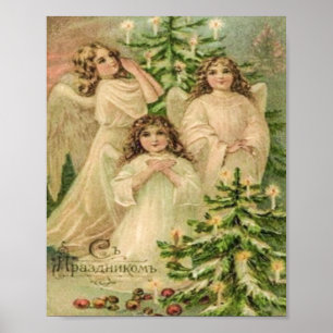ヴィンテージアートロシアのクリスマスエンジェル ポスター