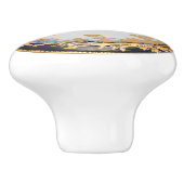 ヴィンテージアートワーク金ゴールドスワローバード装飾品 セラミックノブ (側面)