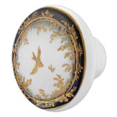 ヴィンテージアートワーク金ゴールドスワローバード装飾品 セラミックノブ (右)