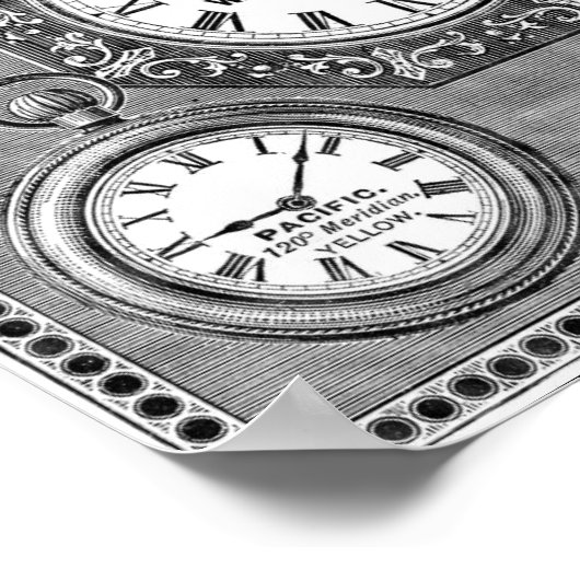 ヴィンテージアートワールドクロックのタイムゾーン – 壁ポスター ポスター (角)