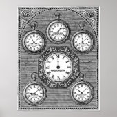 ヴィンテージアートワールドクロックのタイムゾーン – 壁ポスター ポスター (正面)