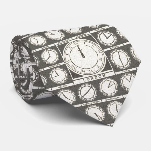 ヴィンテージアートワールドクロックのネクタイ – ワールドタイムゾーン ネクタイ (ロール)