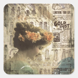 ヴィンテージアートヴィンテージ女性ファッション広告 スクエアシール