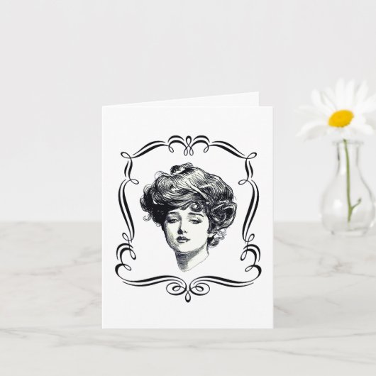ヴィンテージアート再生産ギブソンガールノートカード カード (小さな植物)