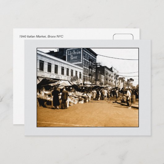 ヴィンテージアート写真： 1940イタリアン市場、ブロンクスNYC ポストカード (正面/裏面)