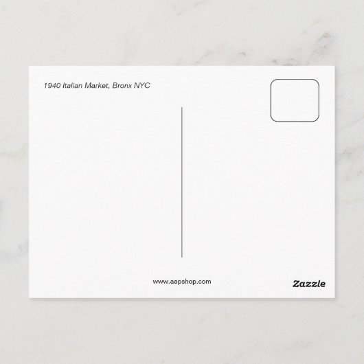 ヴィンテージアート写真： 1940イタリアン市場、ブロンクスNYC ポストカード (裏面)