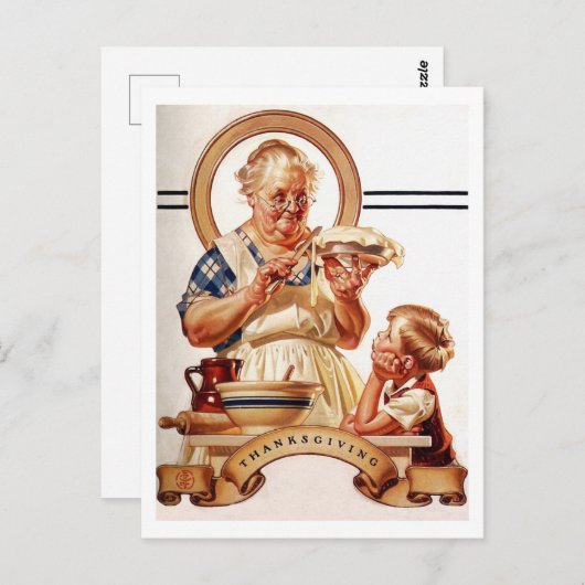 ヴィンテージアート感謝祭はがき ポストカード (正面/裏面)