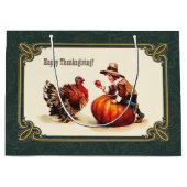 ヴィンテージアート感謝祭ギフト ラージペーパーバッグ (正面)