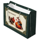 ヴィンテージアート感謝祭ギフト ラージペーパーバッグ (正面アングル)