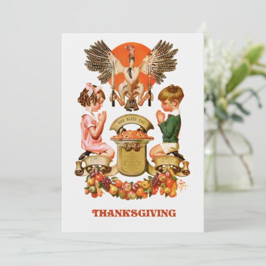 ヴィンテージアート感謝祭ディナー招待状 招待状 (スタンド正面)