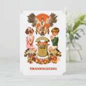 ヴィンテージアート感謝祭ディナー招待状 招待状 (スタンド正面)