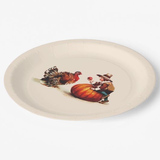 ヴィンテージアート感謝祭紙プレート ペーパープレート (アングル)