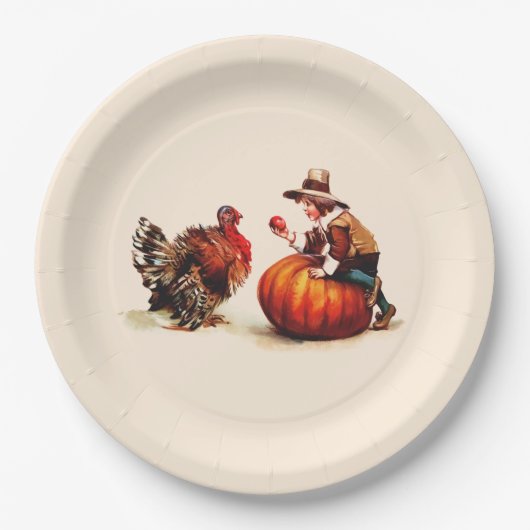 ヴィンテージアート感謝祭紙プレート ペーパープレート (正面)