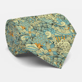 ヴィンテージアート手描き植物模様 ネクタイ (ロール)