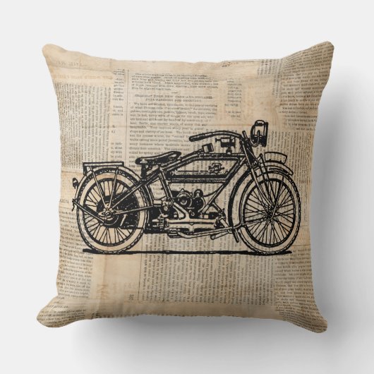 ヴィンテージアート新聞文字スタイル クッション (正面)