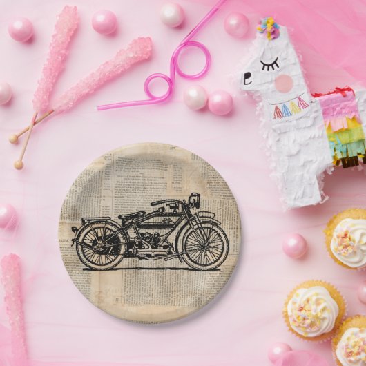 ヴィンテージアート新聞文字スタイル ペーパープレート (パーティー)