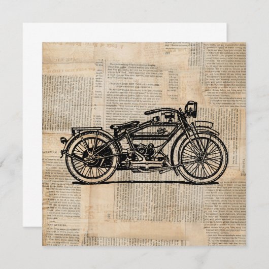 ヴィンテージアート新聞文字スタイル 招待状 (正面/裏面)