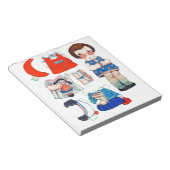 ヴィンテージアート紙人形。かわいい紙切り出し人形。 ノートパッド (アングル)