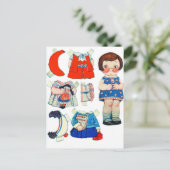 ヴィンテージアート紙人形。かわいい紙切り出し人形。 ポストカード (スタンド正面)