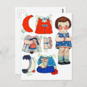 ヴィンテージアート紙人形。かわいい紙切り出し人形。 ポストカード (正面/裏面)