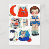 ヴィンテージアート紙人形。かわいい紙切り出し人形。 ポストカード (正面)
