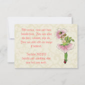 ヴィンテージアート素晴らしピンクの妖精の赤ちゃん女の子シャワー 招待状 (裏面)